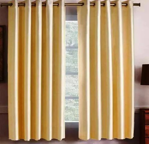 AH ARTSY HOME Modern Plain Diamond Crush Eyelet 100% Polyester Door Curtain Set of 2 (4x7ft, Beige)