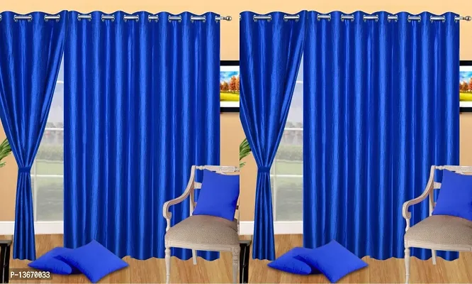 Elegant Polyester Semi Transparent Long Door Curtain- Pack Of 4-thumb0