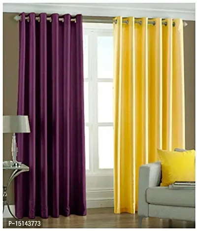 N2c Polyester Window Plain Eyelet Curtains_Multicolor (Set of 2, 5 feet)