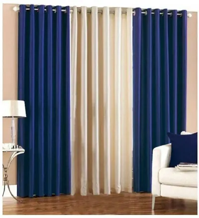 Radhey-Radhey Dcor Modern Polyester Solid and Plain 3 Piece Curtains Set