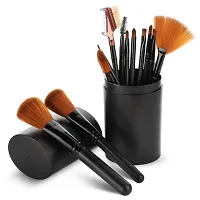 Makeup Brush Vilton Cosmetic Brush Pack Of 12 With Beige Of Black Brush Applicator and Sponge Applicator-thumb1