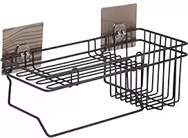 AD PLAST Multipurpose Stainless Steel Bathroom Shower Caddy, Bathroom Shelf Wall Hanging Storage Organizer Kitchen Rack with Shampoo, Soap Holder and Towel Rack Hanger (Pack of 1)-thumb1