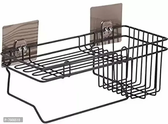 AD PLAST Multipurpose Stainless Steel Bathroom Shower Caddy, Bathroom Shelf Wall Hanging Storage Organizer Kitchen Rack with Shampoo, Soap Holder and Towel Rack Hanger (Pack of 1)-thumb2