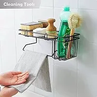 AD PLAST Multipurpose Stainless Steel Bathroom Shower Caddy, Bathroom Shelf Wall Hanging Storage Organizer Kitchen Rack with Shampoo, Soap Holder and Towel Rack Hanger (Pack of 1)-thumb3
