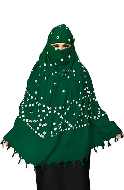 Long Stylish Handmade Bandhej Bandhani  Scarves Mehndi Green (Pack of 1)