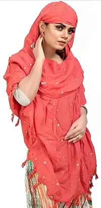 Long Stylish Handmade Bandhej Bandhani  Scarves Mehndi Red (Pack of 1)-thumb1