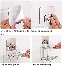 Multipurpose Stainless Steel Double Layer Soap Stand Holder With Hook (Pack of 1)-thumb1