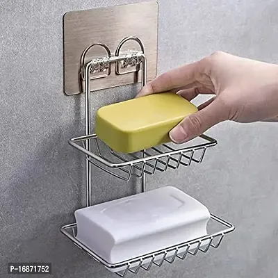 Multipurpose Stainless Steel Double Layer Soap Stand Holder (Pack of 1)