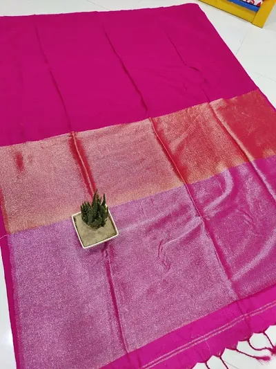 Classic Khadi Cotton Embellished Sarees with Blouse piece