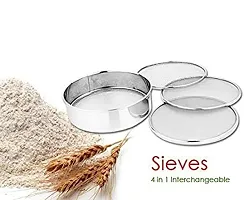 4 in 1 Stainless Steel Interchangeable Sieve Set, Flour Chalni, Spices, Food Strainers,Atta Maida Strainer (Set Of-04)-thumb2