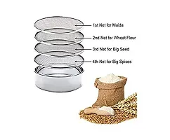 4 in 1 Stainless Steel Interchangeable Sieve Set, Flour Chalni, Spices, Food Strainers,Atta Maida Strainer (Set Of-04)-thumb3