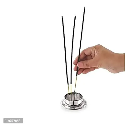Stainless Steel Incense Stick Holder Agarbatti Stand with Dhoop Holder and Ash Catcher For Office,Home,Temple (Pack Of-01)-thumb3