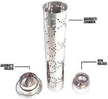 Stainless Steel Incense Stick Holder Agarbatti Stand with Dhoop Holder and Ash Catcher For Office,Home,Temple (Pack Of-01)-thumb1
