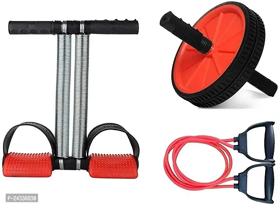 Double Spring Tummy Trimmer Combo with AB Roller  Toning Tube