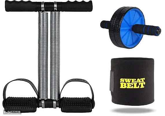 Double Spring Tummy Trimmer Combo with sweat belt  AB Roller