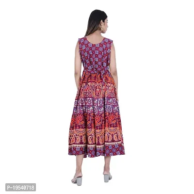 Indo-western Red Printed Cotton Gown-thumb2