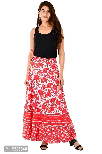 Rangun Pink Color Cotton Printed Wrap Around Skirt-thumb5