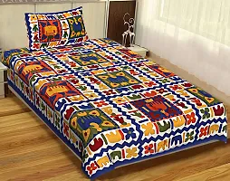 Comfortable Multicoloured Cotton Printed Single 2 Bedsheet + 2 Pillowcover Combo-thumb1