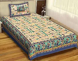 Rangun Combo of 3 Multi Color Single Bed Bedsheet Jaipuri Traditional and Ethnic Designs Bedsheet(3_1+1_Single_185)-thumb1
