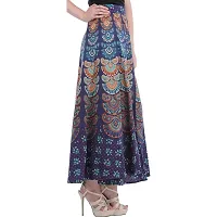 Rangun Blue  Color Cotton Printed Wrap Around Skirt-thumb1