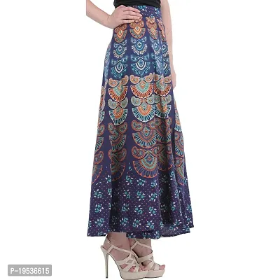 Rangun Blue  Color Cotton Printed Wrap Around Skirt-thumb2