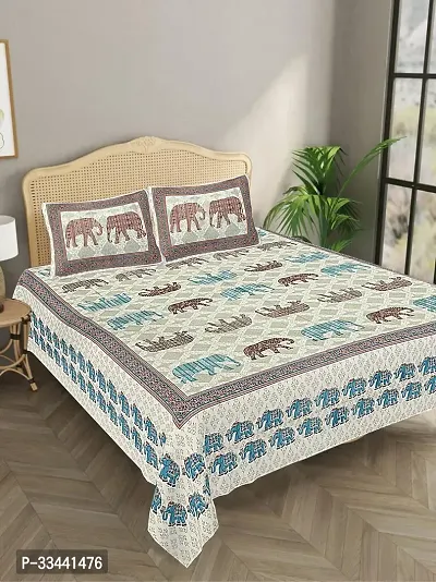 Comfortable Cotton Printed King Bedsheet with Two Pillow Covers