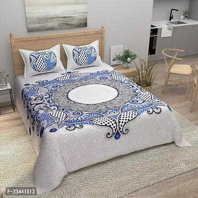 Comfortable Cotton Printed King Bedsheet with Two Pillow Covers