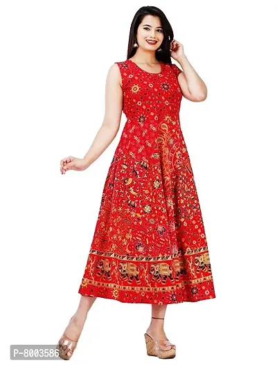 Rangun Women's Fit and Flare Maxi Dress (Red, Free Size)-thumb5