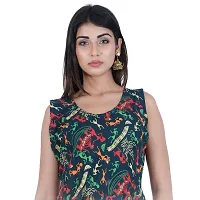 Rangun Presents Green Color Jaipuri Printed Long Women's Maxi one Piece Dress Free Size-thumb2
