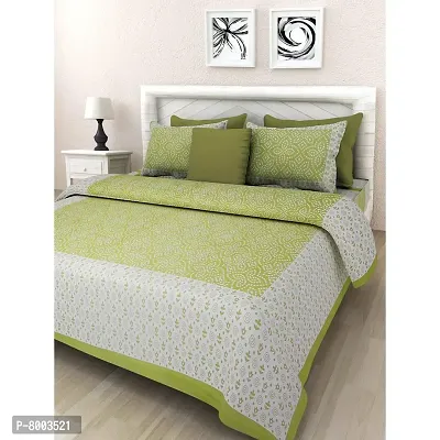 Rangun 100% Pure Cotton 120 TC Printed Double Bedsheet with 2 Pillow Cover (215 x 240 cm)-thumb0