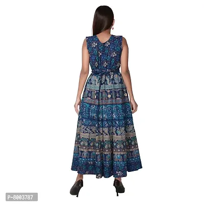 Rangun Cotton Women's Cotton Jaipuri Printed Maxi Long Dress (Free Size MultiColor)-thumb4