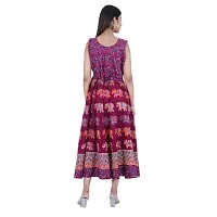 Rangun Presents Maroon Color Jaipuri Printed Long Women's Maxi one Piece Dress Free Size-thumb1