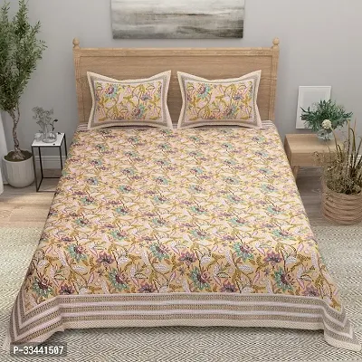 Comfortable Cotton Printed King Bedsheet with Two Pillow Covers-thumb2