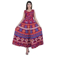 Rangun Presents Maroon Color Jaipuri Printed Long Women's Maxi one Piece Dress Free Size-thumb4