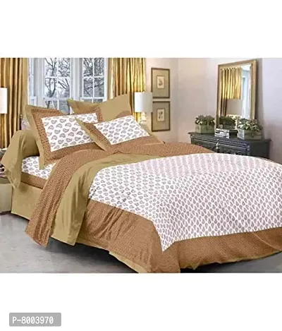 Rangun 100% Pure Cotton 120 TC Printed Double Bedsheet with 2 Pillow Cover (215 x 240 cm)