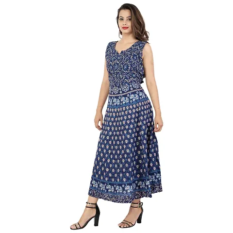 Sanganeri Printed Cotton Anarkali Kurtis