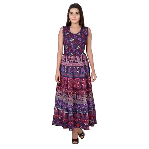 Sanganeri Printed Cotton Anarkali Kurtis