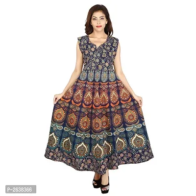 Multicoloured Cotton A-Line Printed Kurti-thumb0