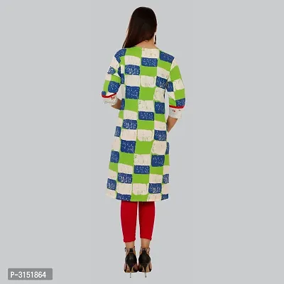 Reliable Green Floral Print Cotton Rayon Blend Straight Women's Kurti-thumb5