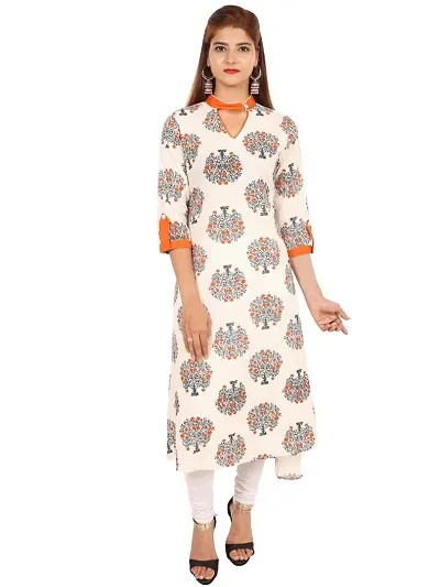 Cotton Slik Printed Straight Women's Kurtas