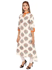 Reliable Orange Printed Cotton Silk Straight Women's Kurti-thumb1