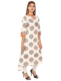 Reliable Orange Printed Cotton Silk Straight Women's Kurti-thumb2