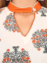 Reliable Orange Printed Cotton Silk Straight Women's Kurti-thumb3