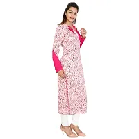 Reliable Pink Floral Print Rayon A-Line Women's Kurti-thumb2