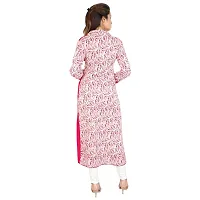 Reliable Pink Floral Print Rayon A-Line Women's Kurti-thumb4