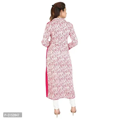Reliable Pink Floral Print Rayon A-Line Women's Kurti-thumb5