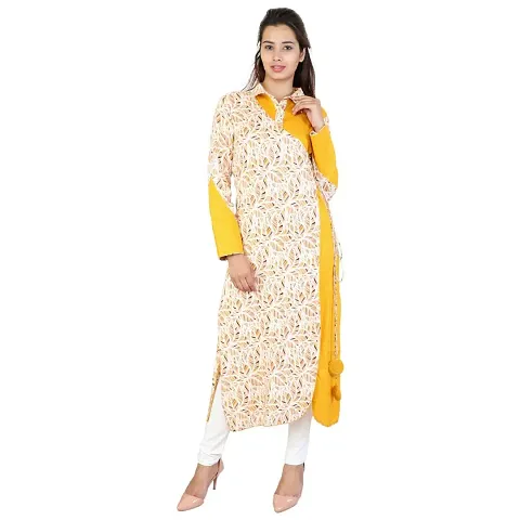 UniqueChoice Women Rayon Straight Paisley High Slit Kurta