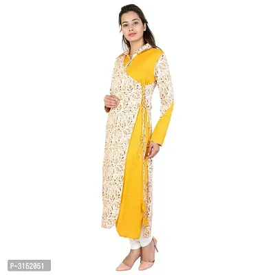 Reliable Yellow Floral Print Rayon A-Line Women's Kurti-thumb3