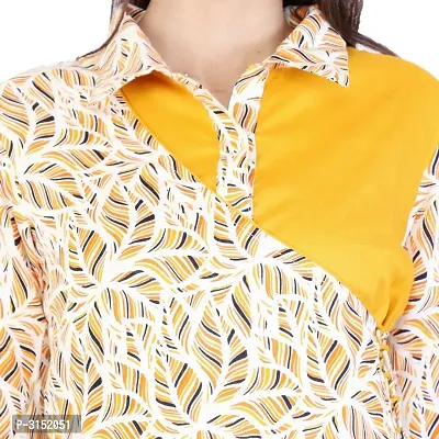 Reliable Yellow Floral Print Rayon A-Line Women's Kurti-thumb4