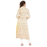 Reliable Yellow Floral Print Rayon A-Line Women's Kurti-thumb4